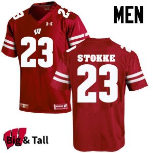Men's Wisconsin Badgers NCAA #23 Mason Stokke Red Authentic Under Armour Big & Tall Stitched College Football Jersey AK31R03CK